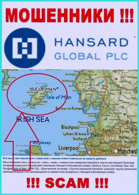 Официальное место регистрации мошенников Хансард - Isle of Man