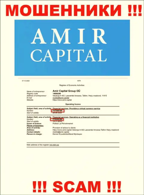 АмирКапитал показывают на интернет-ресурсе лицензионный документ, несмотря на этот факт цинично обворовывают наивных людей