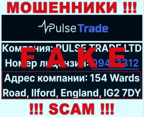 На официальном сайте Pulse-Trade представлен ложный адрес регистрации - это МОШЕННИКИ !!!