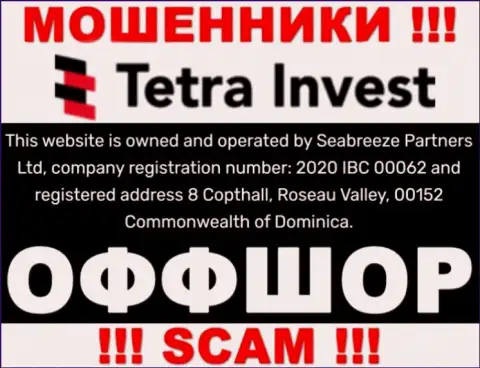 На портале обманщиков Тетра Инвест сказано, что они расположены в офшорной зоне - 8 Copthall, Roseau Valley, 00152 Commonwealth of Dominica, будьте очень осторожны