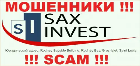 Финансовые средства из Sax Invest вернуть обратно не выйдет, потому что расположены они в оффшоре - Rodney Bayside Building, Rodney Bay, Gros-Islet, Saint Lucia