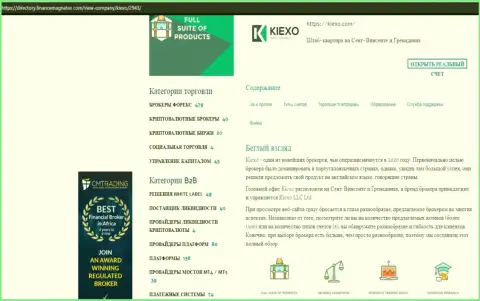 Материал об условиях спекулирования Форекс брокерской организации Киехо Ком, представленный на интернет-портале директори финансмагнатес Ком