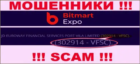 302914-VFSC - это номер регистрации Bitmart Expo, который предоставлен на официальном портале конторы