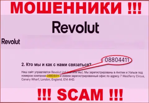 Будьте крайне осторожны, наличие регистрационного номера у Revolut (08804411) может быть приманкой