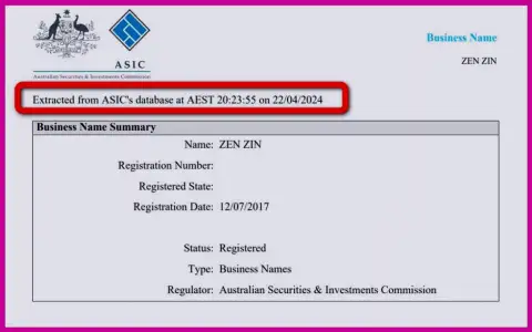 Документ, который подтверждает присутствие регистрации у биржевой организации Zinnera