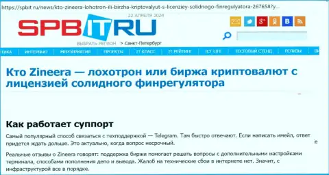 О технической поддержке дилинговой организации Зиннейра Ком обзорный материал на портале Spbit Ru