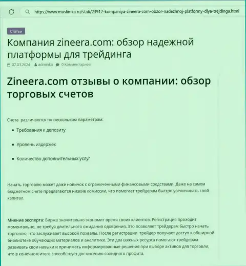 Разбор торговых счетов биржевой компании Zinnera в материале на сайте muslimka ru